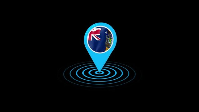 South Georgia flag icon gps location tracking animation in black background