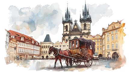 Obraz premium Artistic illustration of Prague city. Czech Republic in Europe.