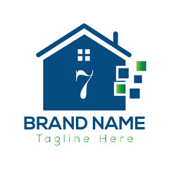 Home Logo On Letter 7 Template. Initial Home Sign Concept Template	
