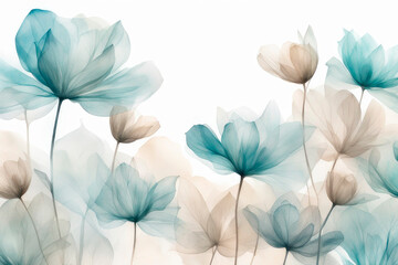 Art background with transparent x-ray flowers.