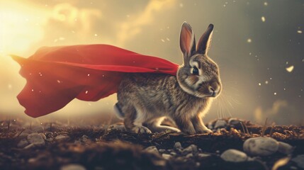 a rabbit wearing a cape