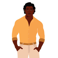 Fototapeta premium Modern fashionable black man in elegant art style vector