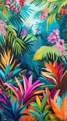 A vibrant painting inspired by a tropical paradise