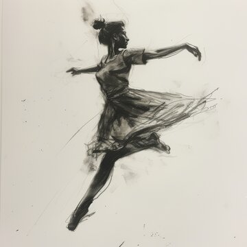 A charcoal sketch of a dancer caught in mid motion