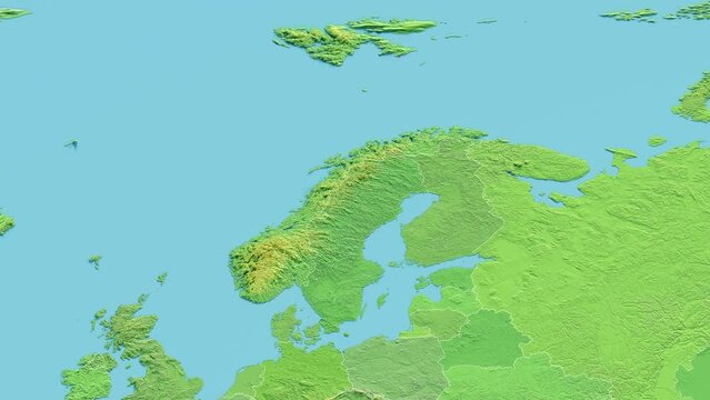 Norway Map 3D animated with Borders