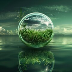 nature world is the beautiful place that lives between the green grass and the water bubble