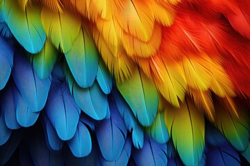 Fototapeta premium Close up of parrot feathers. ai generated