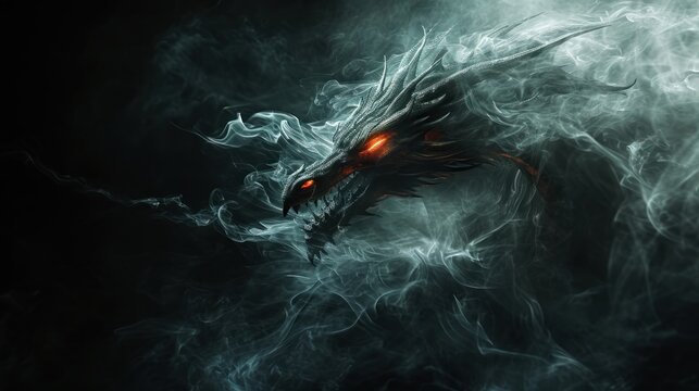 A dragon made from fire and smoke.