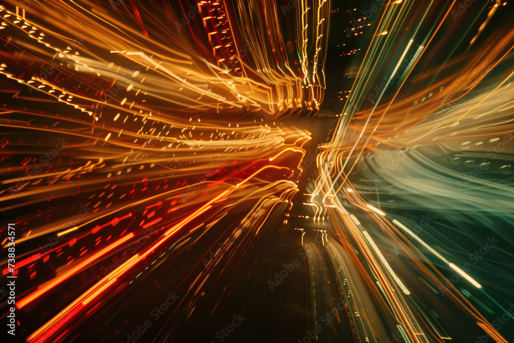 Poster speed motion blur. colorful light trails. abstract background image. created with generative ai tech