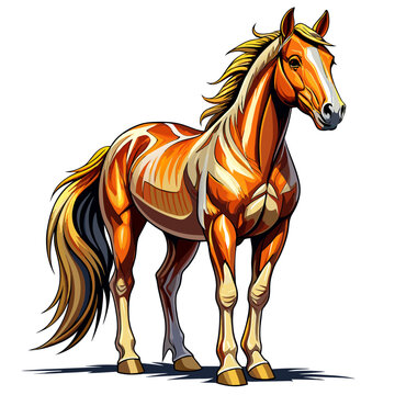 All Horse, full body, real paint style, white background