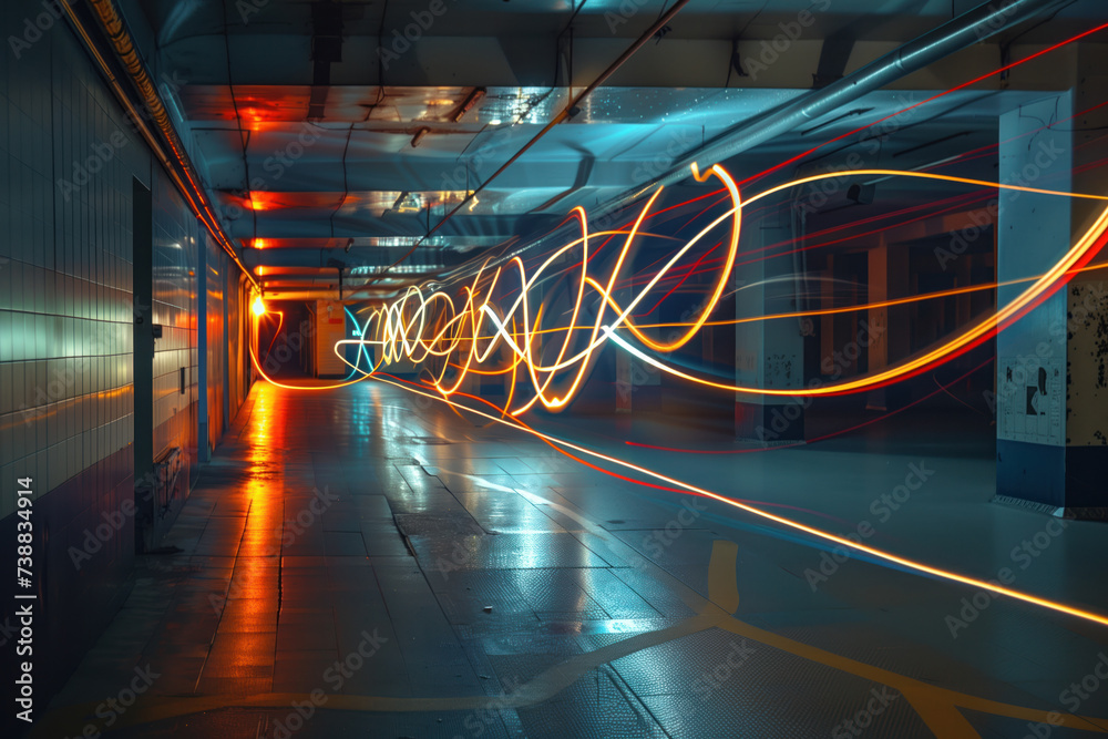 Poster speed motion blur. colorful light trails. abstract background image. created with generative ai tech