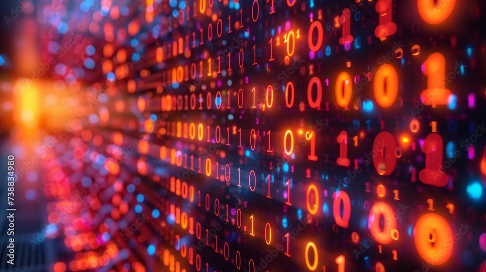 Aufkleber Concepts of digital transformation. System engineering. Binary code. Programming.