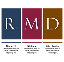 RMD Acronym - Required minimum Distribution. Infographic template with icons