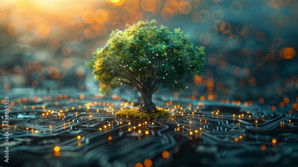 Aufkleber csra, ethical computing, green technology, green it, and green computing concept on circuit digital 