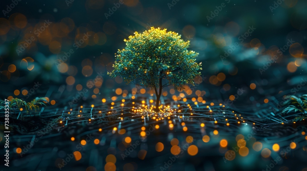Leinwandbilder the concept of green computing, green technology, green it, cr, and it ethics is represented by the 