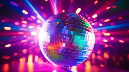 Obraz premium Vibrant glowing disco sphere