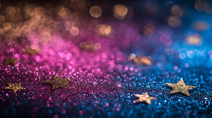 Abstract blue and violet blurred lights. Fantasy colorful holiday sparkle background. Digital fractal art. 3d