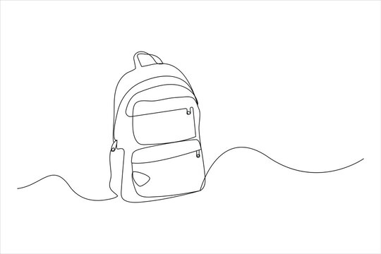 recommend clip art: Backpack in continuous one drawing. Rucksack black line sketch on white background. Back to school, education concept. Vector illustration