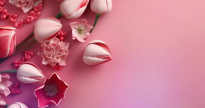 tulips frame background for woman's day and mother's day concept. copy space