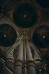 Obraz premium ancient interior, beautiful window, corridor, ceiling in old university