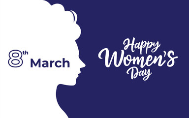 Happy women's day greeting card design with women face. March 8 Women's Day banner and poster design . Holiday background. Paper cut style. Vector illustration.