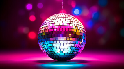 Obraz premium Vibrant glowing disco sphere