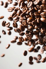 Obraz premium Abstract background of close-up view of coffee beans.