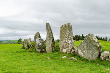 Beltany stone circle, an impressive Bronze Age ritual site located to the south of Raphoe town,...