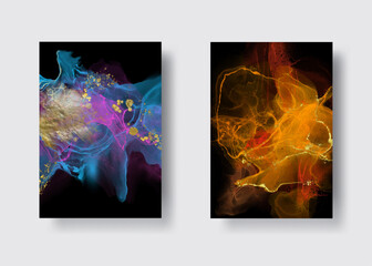 Luxury abstract background set of marble liquid ink art. Vector illustration.