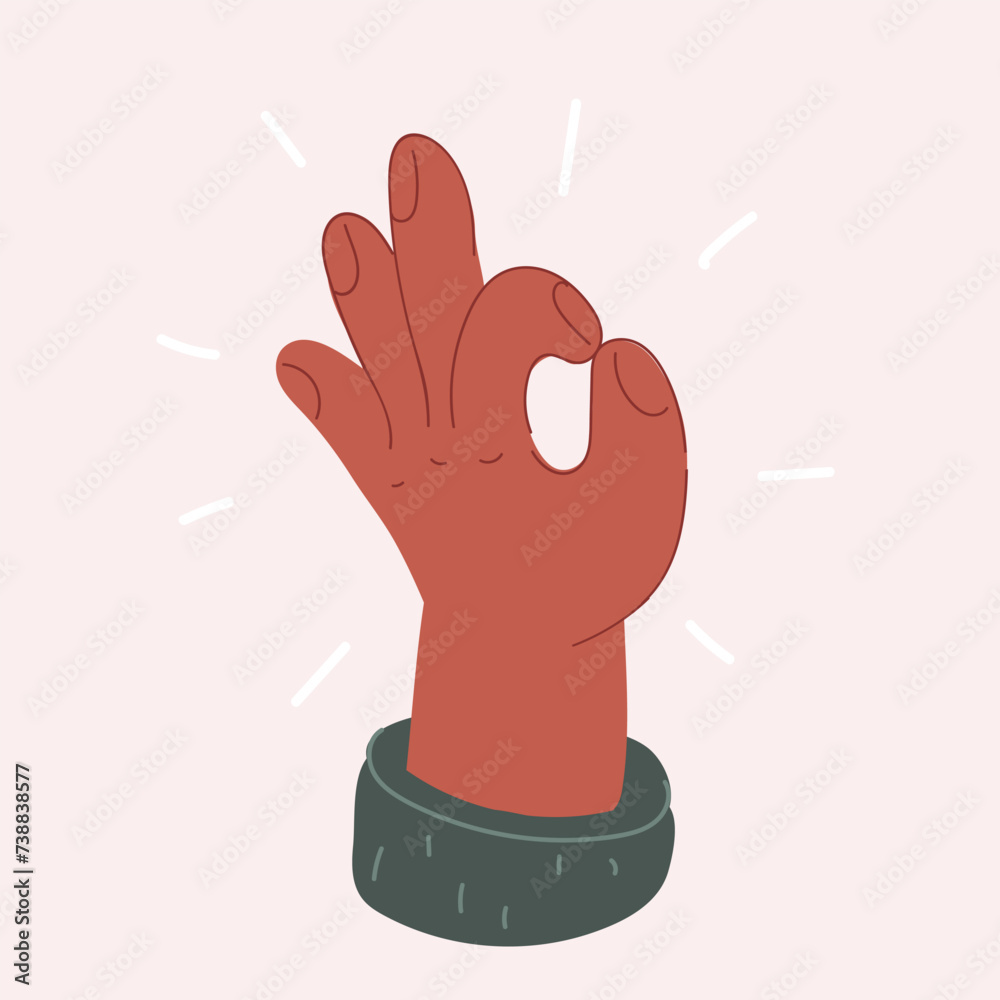 Wall mural vector illustration of hand ok sign