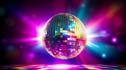 Obraz premium Vibrant glowing disco sphere