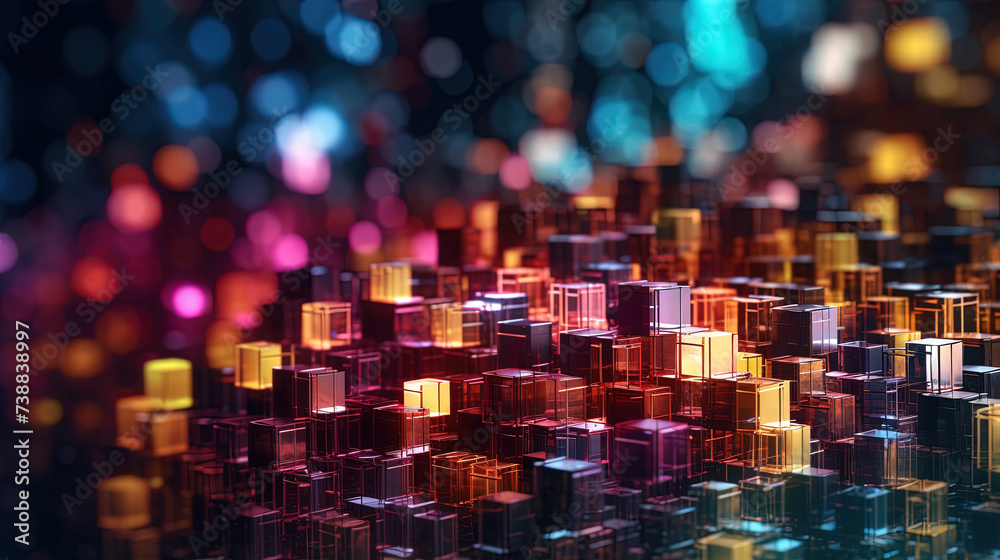 Poster Abstract background with structure of cubes. Colorful cubes texture for technology backdrop.