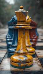 Chess pieces on chessboard