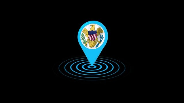 United States Virgin Islands flag icon gps location tracking animation in black background