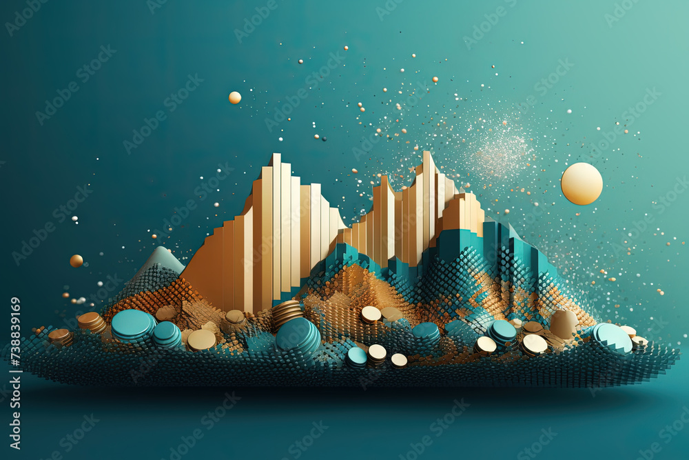 Poster Abstract business graph in mountain style. Data bars concept element for business.