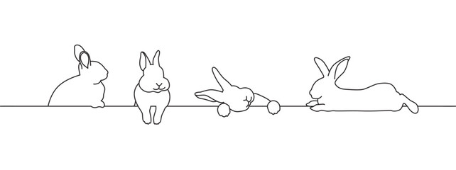 rabbit line art style vector eps 10 - obrazy, fototapety, plakaty