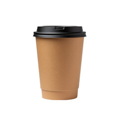 Paper coffee cup isolated on transparent background.