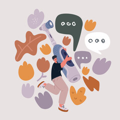 Vector illustration of Woman Brushing her Teeth. Mother to be being careful with oral hygiene.