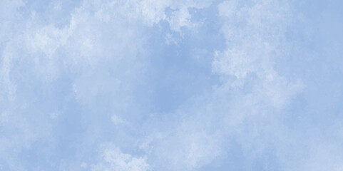 Hand drawn or painted blue watercolor on canvas with clouds, Grungy ink canvas of cloudy sky, Panoramic grunge texture with color blue, sky of winter morning with clouds.