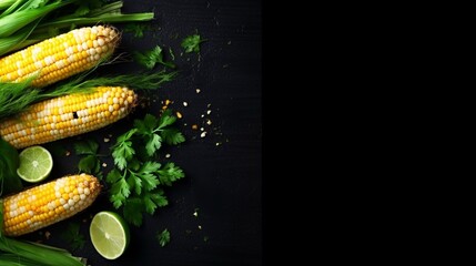 a group of vegetables and fruits on a black surface