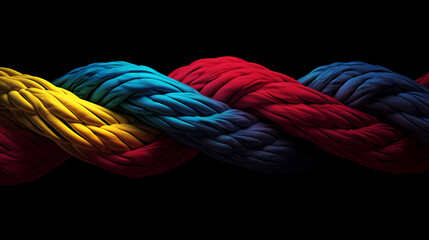 Colorful, like different ropes connected together