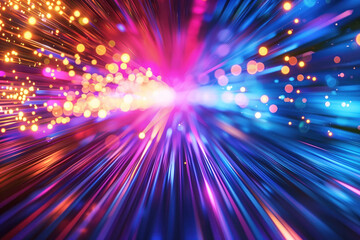 Naklejka premium Speed motion blur. Colorful light trails. Abstract background image. Created with Generative AI technology