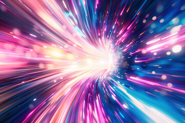 Speed motion blur. Colorful light trails. Abstract background image. Created with Generative AI technology