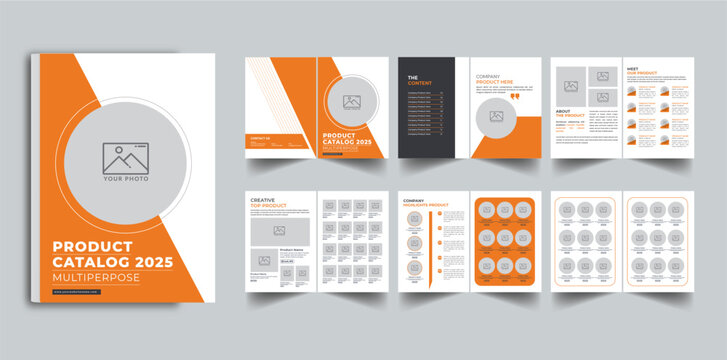 Product catalog design with cover page layout template