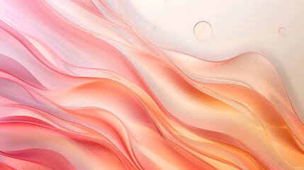 Fototapeta premium Peach fluid watercolor abstract background,A pink and orange background with a brush stroke,Pink rippled cosmetic cream surface Face creme body lotion moisturizer Wavy beauty cream texture Skincare 
