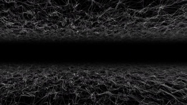 上下に配置されたワイヤーフレームの波が画面手前に向かって進んでいくWireframe waves arranged vertically advance toward the front of the screen,CG