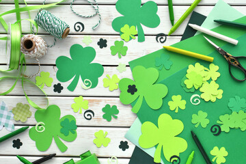 St. Patrick's Day craft supplies green shamrocks clovers for making cards, school DIY art project...
