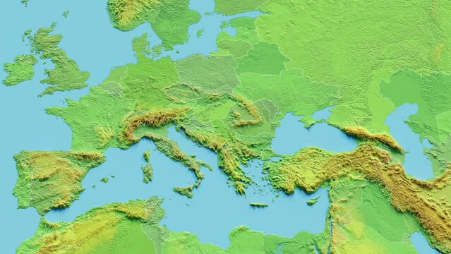 Serbia And Montenegro Map 3D animated with Borders