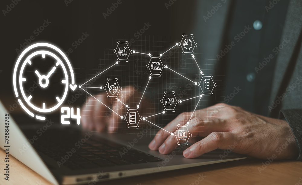 Fototapete business person with time management activity to improve productivity, process optimization and lean