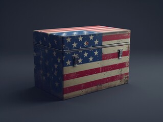 a box with a flag painted on it